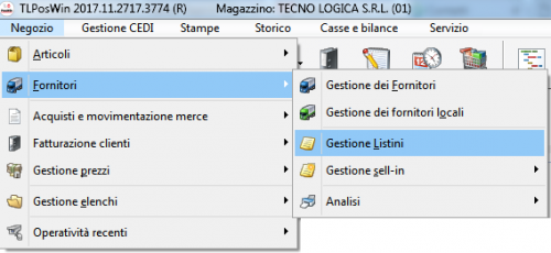 Percorso Gestione Listini