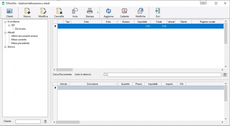 Pagina principale fatturazione clienti
