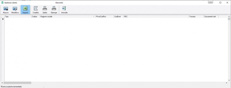 pagina principale gestione clienti