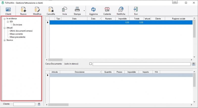 Pagina principale fatturazione clienti