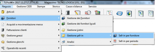 Percorso Gestione Sell In Per Fornitore